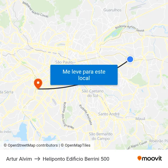 Artur Alvim to Heliponto Edificio Berrini 500 map