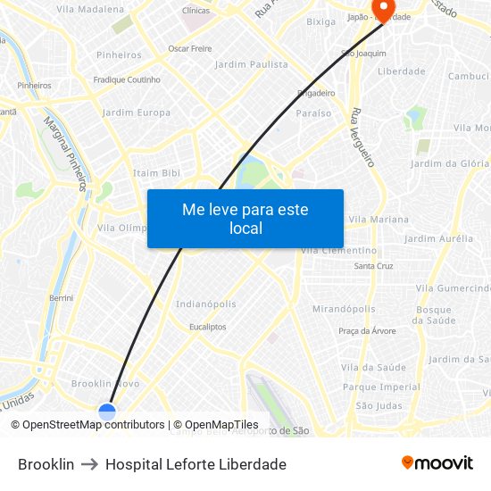 Brooklin to Hospital Leforte Liberdade map