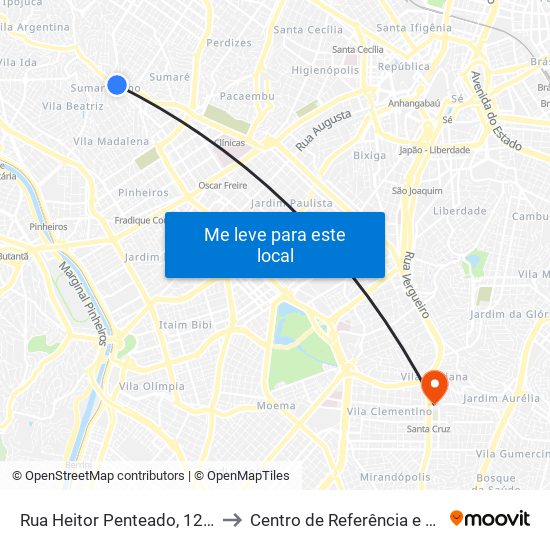 Rua Heitor Penteado, 1230 • Metrô Vila Madalena to Centro de Referência e Treinamento Dst / Aids-Sp map