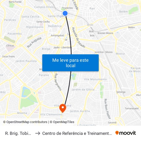 R. Brig. Tobias, 780 to Centro de Referência e Treinamento Dst / Aids-Sp map
