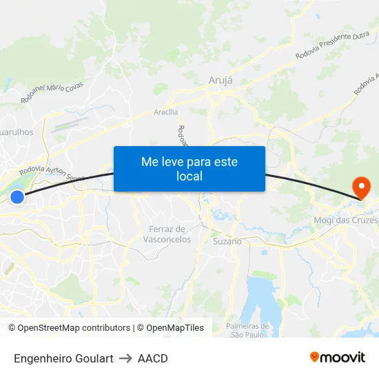 Engenheiro Goulart to AACD map