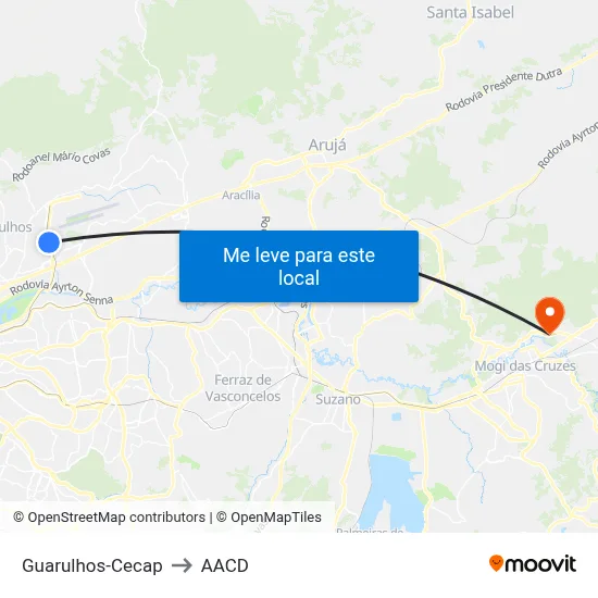 Guarulhos-Cecap to AACD map