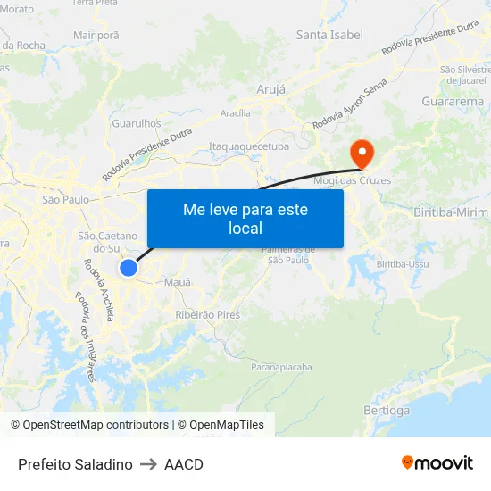 Prefeito Saladino to AACD map