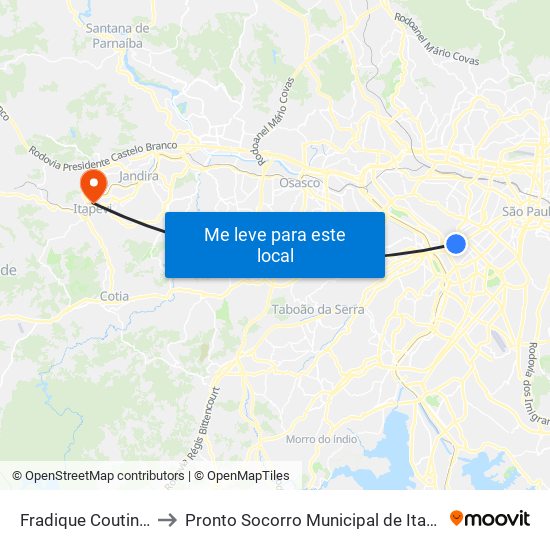 Fradique Coutinho to Pronto Socorro Municipal de Itapevi map