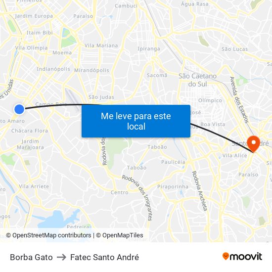 Borba Gato to Fatec Santo André map