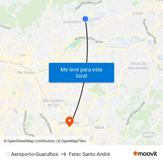 ✈️ Aeroporto-Guarulhos to Fatec Santo André map