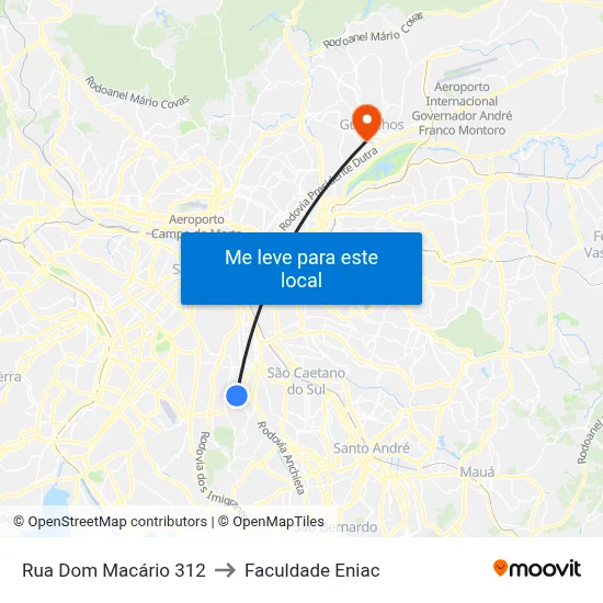 Rua Dom Macário 312 to Faculdade Eniac map