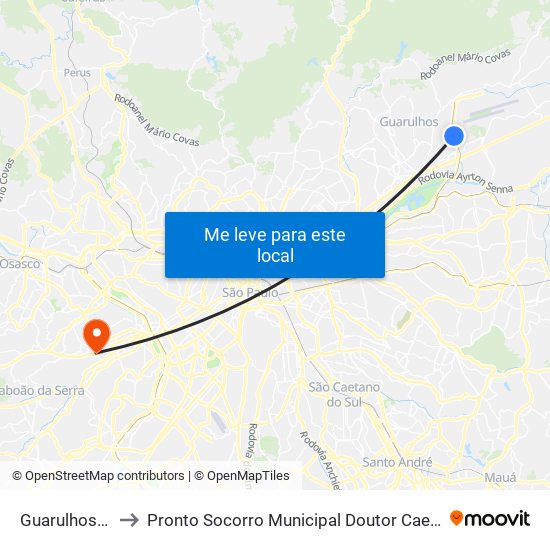Guarulhos-Cecap to Pronto Socorro Municipal Doutor Caetano Virgílio Neto map