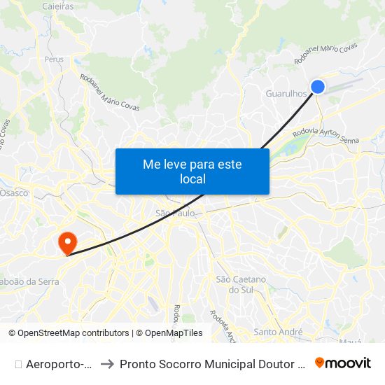 ✈️ Aeroporto-Guarulhos to Pronto Socorro Municipal Doutor Caetano Virgílio Neto map