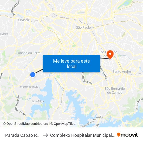 Parada Capão Redondo I to Complexo Hospitalar Municipal Maria Braido map