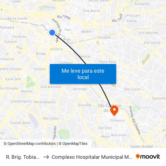 R. Brig. Tobias, 780 to Complexo Hospitalar Municipal Maria Braido map