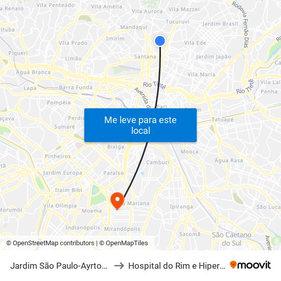 Jardim São Paulo-Ayrton Senna to Hospital do Rim e Hipertensão map