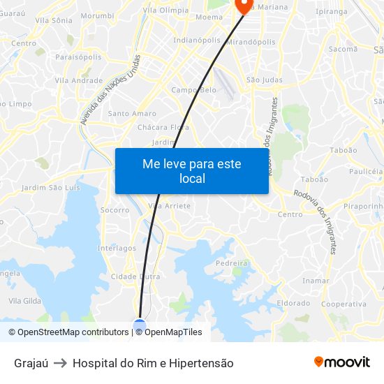Grajaú to Hospital do Rim e Hipertensão map