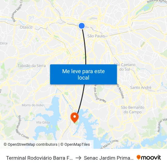Terminal Rodoviário Barra Funda to Senac Jardim Primavera map