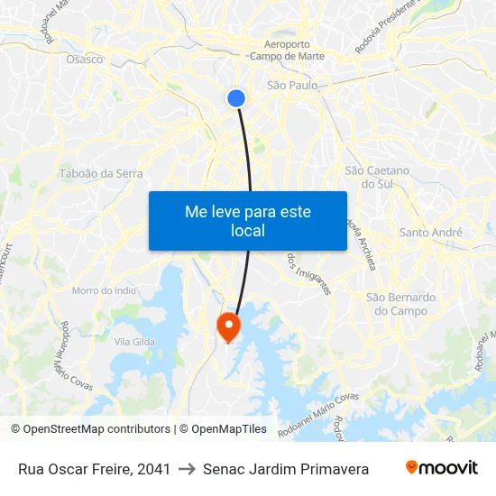 Rua Oscar Freire, 2041 to Senac Jardim Primavera map