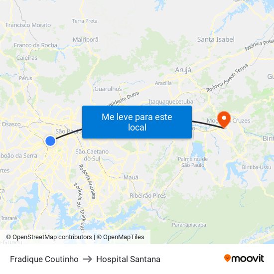 Fradique Coutinho to Hospital Santana map