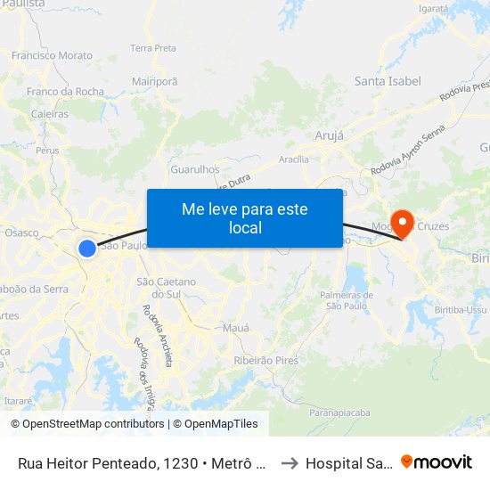 Rua Heitor Penteado, 1230 • Metrô Vila Madalena to Hospital Santana map