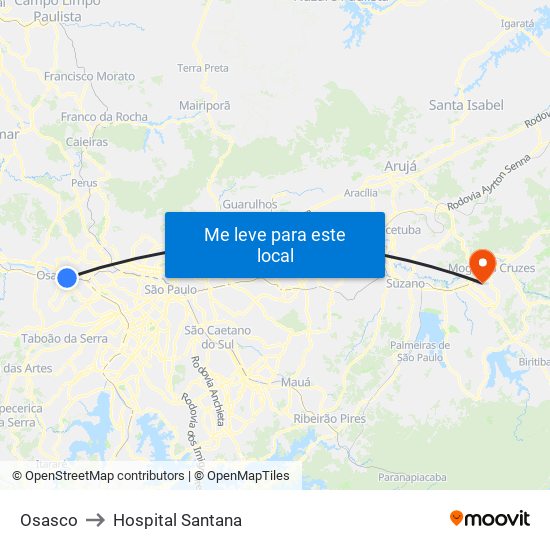 Osasco to Hospital Santana map
