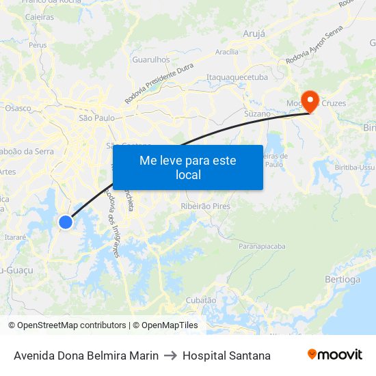 Avenida Dona Belmira Marin to Hospital Santana map