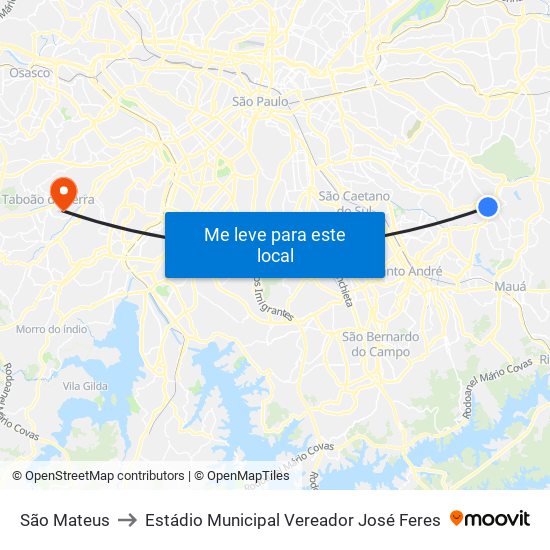 São Mateus to Estádio Municipal Vereador José Feres map