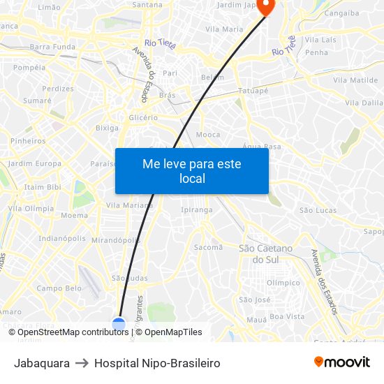 Jabaquara to Hospital Nipo-Brasileiro map