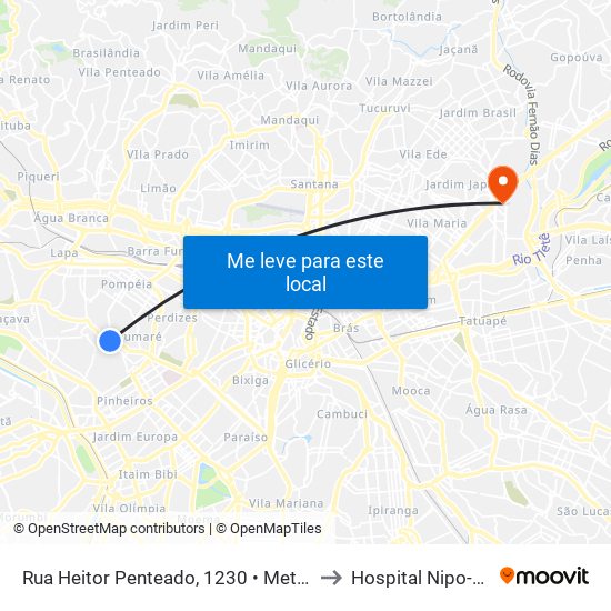 Rua Heitor Penteado, 1230 • Metrô Vila Madalena to Hospital Nipo-Brasileiro map