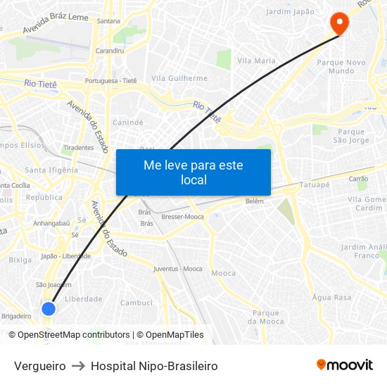 Vergueiro to Hospital Nipo-Brasileiro map