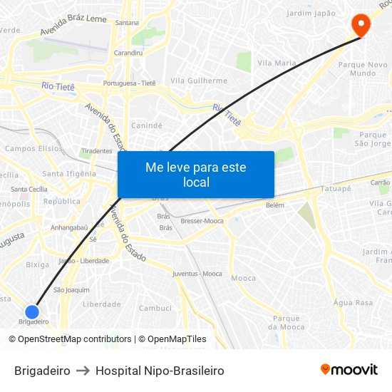 Brigadeiro to Hospital Nipo-Brasileiro map