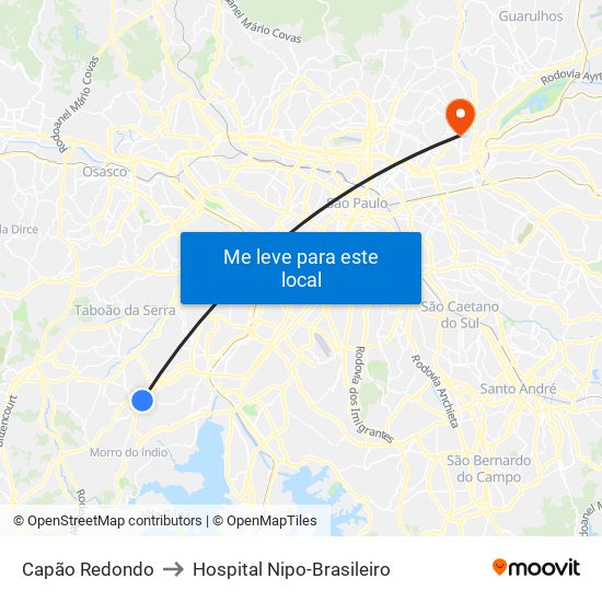 Capão Redondo to Hospital Nipo-Brasileiro map