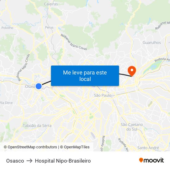 Osasco to Hospital Nipo-Brasileiro map