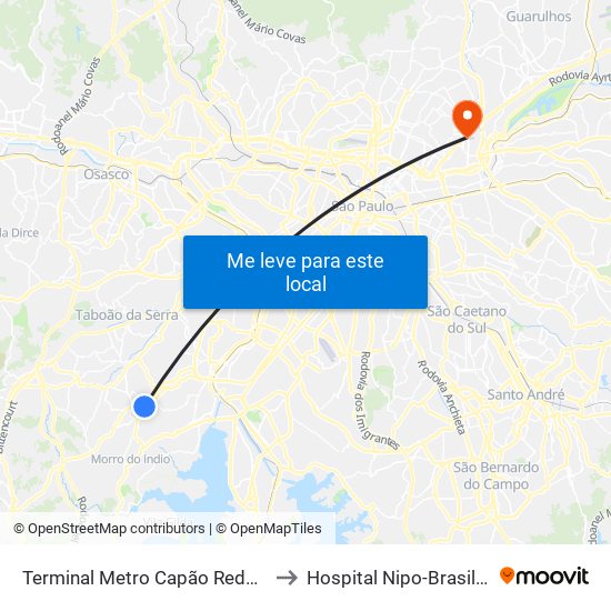 Terminal Metro Capão Redondo to Hospital Nipo-Brasileiro map