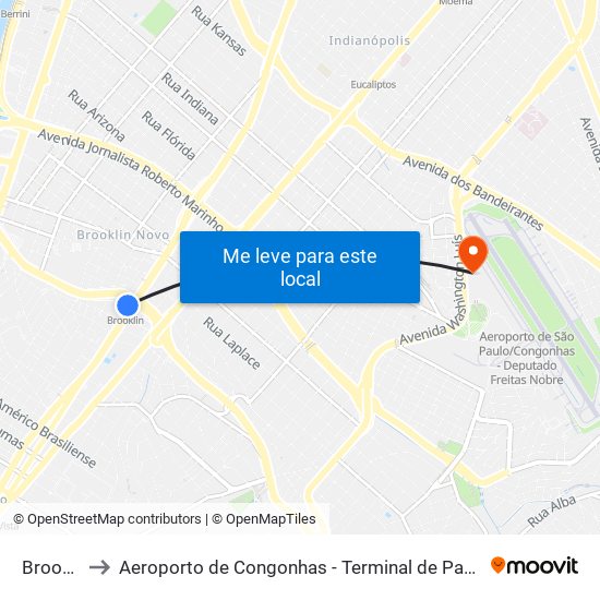 Brooklin to Aeroporto de Congonhas - Terminal de Passageiros map