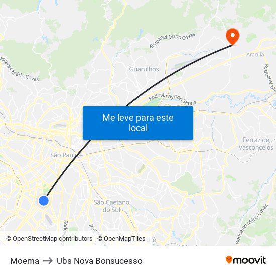 Moema to Ubs Nova Bonsucesso map