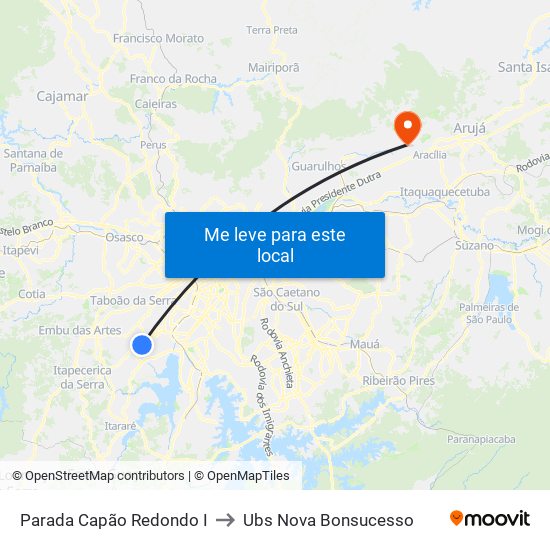 Parada Capão Redondo I to Ubs Nova Bonsucesso map