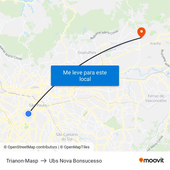 Trianon-Masp to Ubs Nova Bonsucesso map