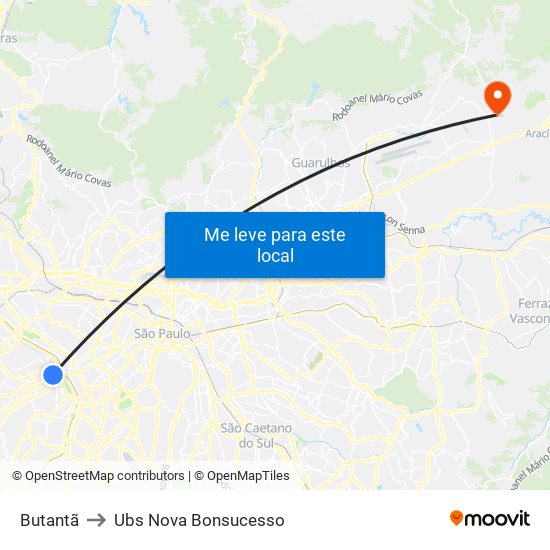 Butantã to Ubs Nova Bonsucesso map