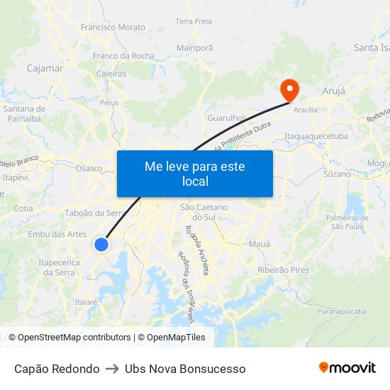 Capão Redondo to Ubs Nova Bonsucesso map