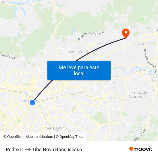 Pedro II to Ubs Nova Bonsucesso map