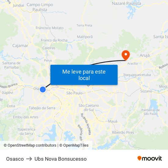 Osasco to Ubs Nova Bonsucesso map