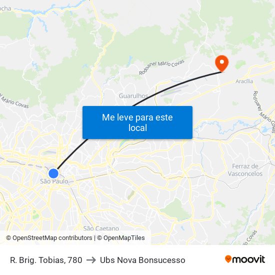 R. Brig. Tobias, 780 to Ubs Nova Bonsucesso map