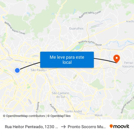 Rua Heitor Penteado, 1230 • Metrô Vila Madalena to Pronto Socorro Municipal Julio Tupy map