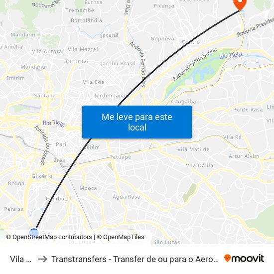 Vila Mariana to Transtransfers - Transfer de ou para o Aeroporto de Guarulhos, Congonhas e Viracopos. map