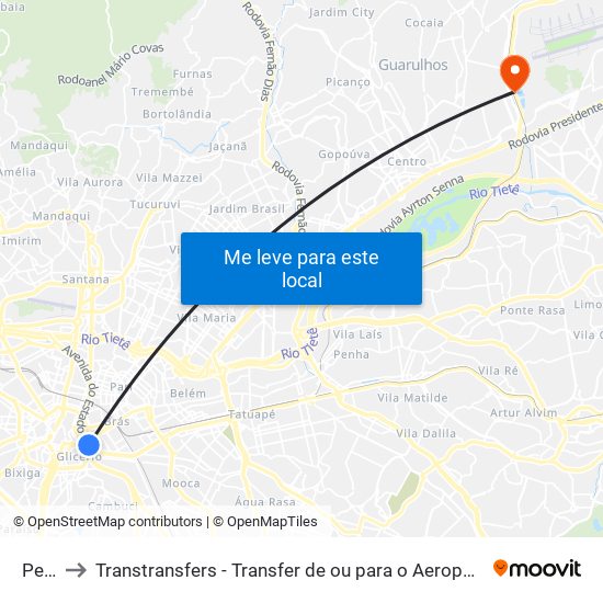 Pedro II to Transtransfers - Transfer de ou para o Aeroporto de Guarulhos, Congonhas e Viracopos. map