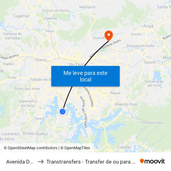 Avenida Dona Belmira Marin to Transtransfers - Transfer de ou para o Aeroporto de Guarulhos, Congonhas e Viracopos. map