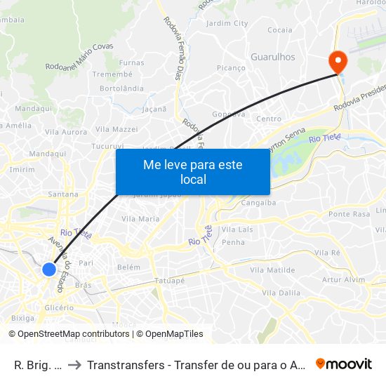 R. Brig. Tobias, 780 to Transtransfers - Transfer de ou para o Aeroporto de Guarulhos, Congonhas e Viracopos. map