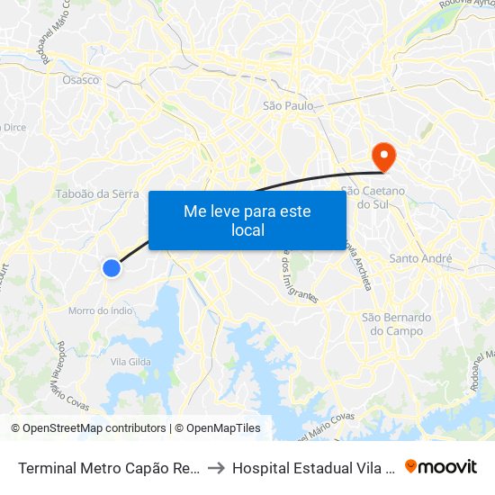 Terminal Metro Capão Redondo to Hospital Estadual Vila Alpina map