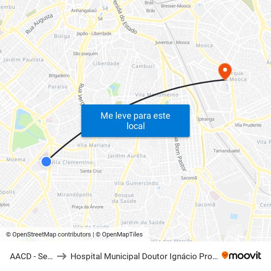 AACD - Servidor to Hospital Municipal Doutor Ignácio Proença de Gouvêa map