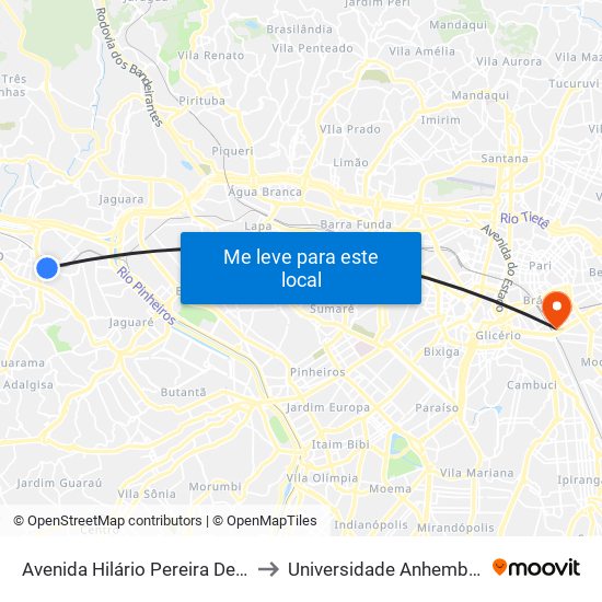 Avenida Hilário Pereira De Souza, 492 to Universidade Anhembi Morumbi map
