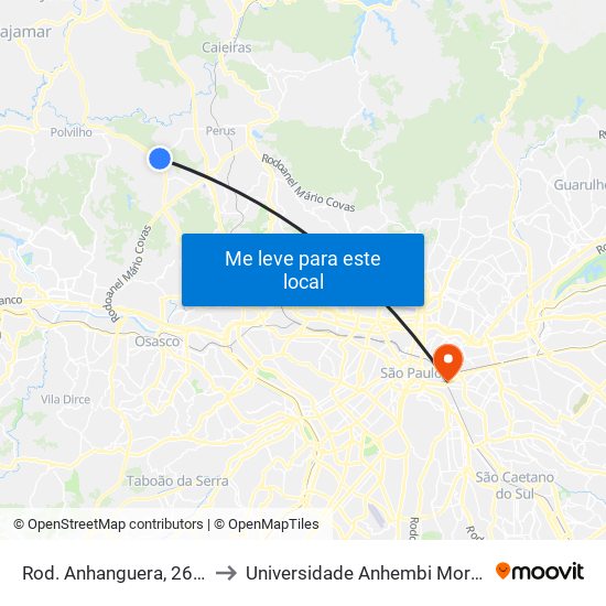 Rod. Anhanguera, 26000 to Universidade Anhembi Morumbi map
