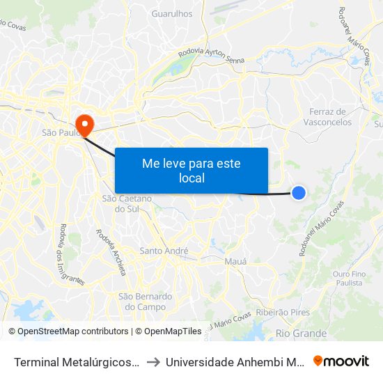 Terminal Metalúrgicos, 2463 to Universidade Anhembi Morumbi map